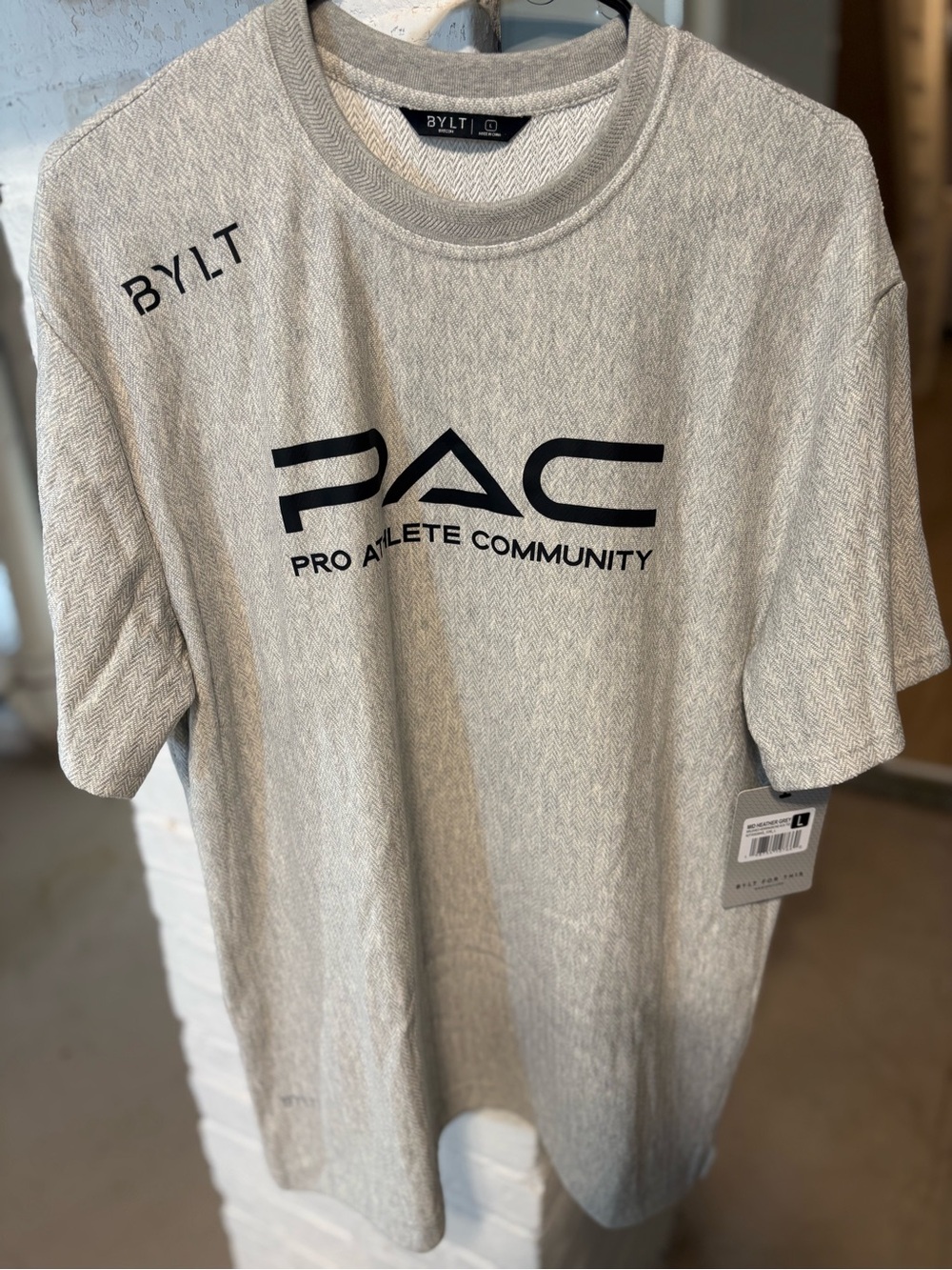BYLT Basics Men's PAC Crewneck T-Shirt — Light Gray with Black Logo